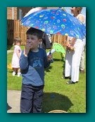 Daniel and his new umbrella... because you never now in Scotland...